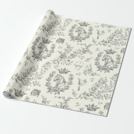 Classy Elegant Chic Zwart Wit Paardensport Toile Cadeaupapier