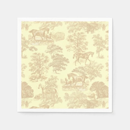 Classy Elegant Chique Paarden Teile Beige Cream Servet (Voorkant)