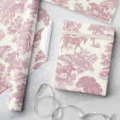 Classy Elegant Chique Roze Paarden Country Toile Cadeaupapier