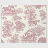 Classy Elegant Chique Roze Paarden Country Toile Cadeaupapier (Vlak)