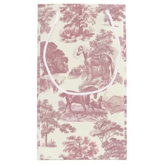 Classy Elegant Chique Roze Paarden Country Toile Klein Cadeauzakje (Achterkant)
