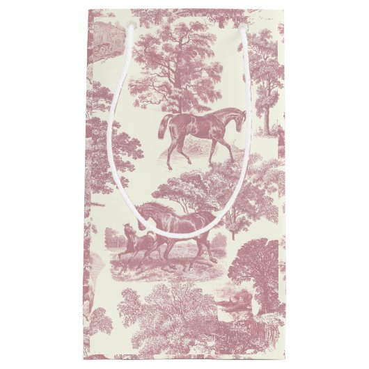 Classy Elegant Chique Roze Paarden Country Toile Klein Cadeauzakje (Voorkant)