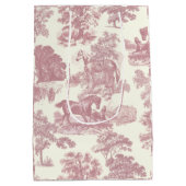 Classy Elegant Chique Roze Paarden Country Toile Medium Cadeauzakje (Achterkant)