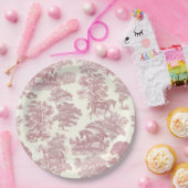 Classy Elegant Chique Roze Paarden Country Toile Papieren Bordje (Feest)