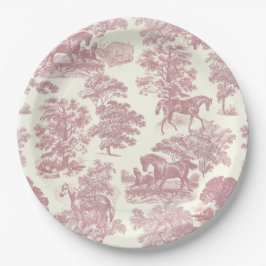 Classy Elegant Chique Roze Paarden Country Toile Papieren Bordje