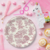 Classy Elegant Chique Roze Paarden Country Toile Papieren Bordje (Feest)