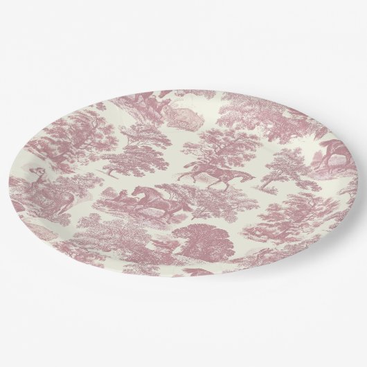 Classy Elegant Chique Roze Paarden Country Toile Papieren Bordje (Gekanteld)