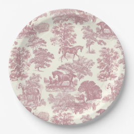 Classy Elegant Chique Roze Paarden Country Toile Papieren Bordje