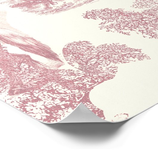 Classy Elegant Chique Roze Paarden Country Toile Poster (Hoek)