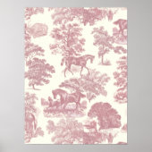 Classy Elegant Chique Roze Paarden Country Toile Poster (Voorkant)