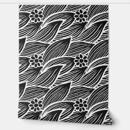 Classy Elegant Chique Zwart-wit Bloemen Patroon Behang