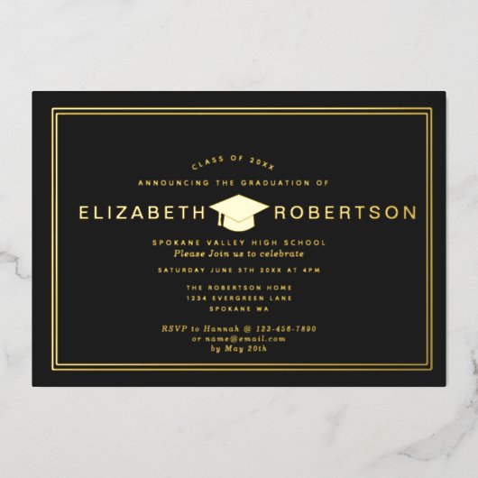 Classy Elegant Diploma Graduation Party Invitation Folie Uitnodiging (Voorkant)