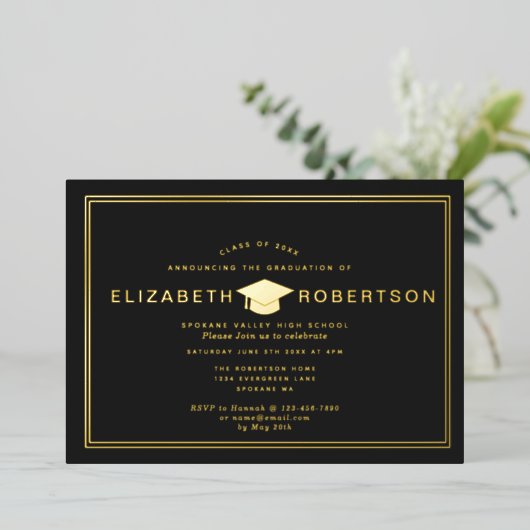 Classy Elegant Diploma Graduation Party Invitation Folie Uitnodiging (Staand Voorkant)