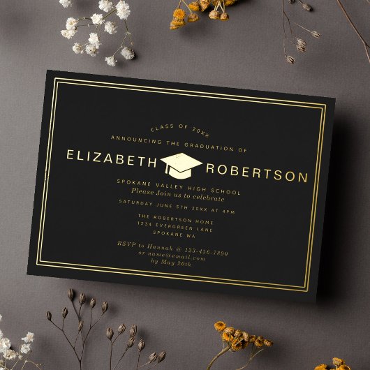 Classy Elegant Diploma Graduation Party Invitation Folie Uitnodiging