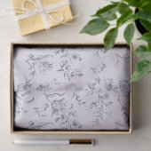 Classy Elegant  Dusty Blue Floral Toile Tissuepapier (Geschenk)
