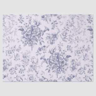 Classy Elegant  Dusty Blue Floral Toile Tissuepapier