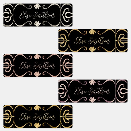 Classy Elegant Feminine Roos Gold Black & Silver Labels (Groep)