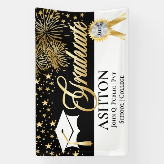 Classy | Elegant Fireworks | Sterren Afstuderen — Spandoek (Verticaal)