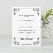 Classy Elegant Flourish Modern Rehearsal Dinner Kaart (Staand voorkant)