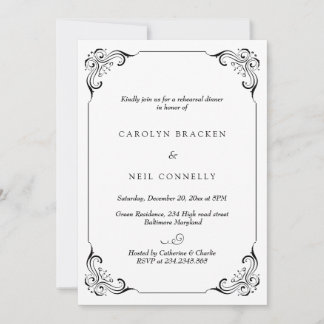 Classy Elegant Flourish Modern Rehearsal Dinner Kaart