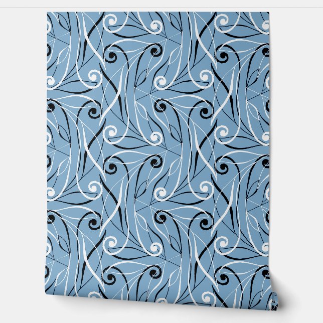 Classy Elegant Foliage & Swirls Patroon Stoffig Bl Behang (Afrollen)