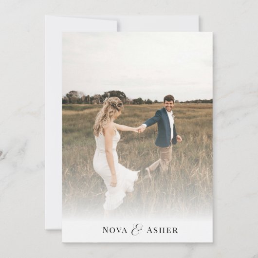 Classy Elegant Foto Overlay QR Code Trouwen Kaart (Achterkant)