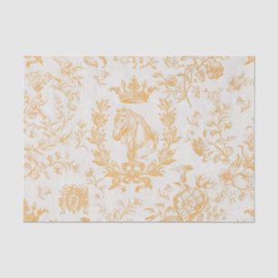 Classy Elegant Geel Grijs Equestrian Floral Toile Tissuepapier