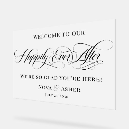 Classy Elegant Gelukkig Altijd Na Huwelijk Welkom Acryl Bord (Hoek)