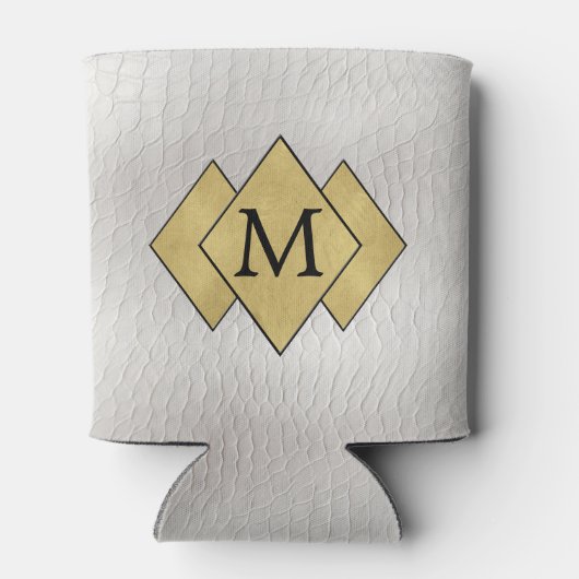 Classy Elegant Gepersonaliseerd Faux Wit Leder Blikjeskoeler (Achterkant)