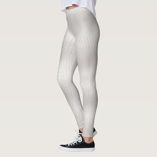Classy Elegant Gepersonaliseerd Faux Wit Leder Leggings (Links)