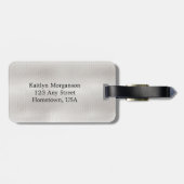 Classy Elegant Gepersonaliseerde Faux White Leathe Bagagelabel (Achterkant horizontaal)