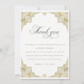 Classy Elegant Glam Gold Art Deco  huwelijk Bedankkaart (Voorkant)