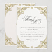 Classy Elegant Glam Gold Art Deco  huwelijk Bedankkaart (Voorkant / Achterkant)