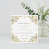 Classy Elegant Glam Gold Art Deco  huwelijk Kaart (Staand voorkant)
