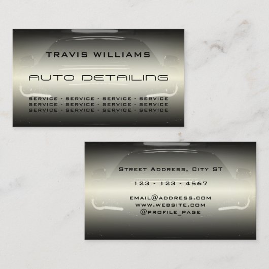 Classy elegant glanzend automotief visitekaartje (Voorkant / Achterkant)