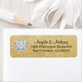 Classy Elegant Glitter GOUD Bruiloft Retouradres Etiket (Insitu)