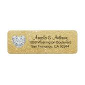 Classy Elegant Glitter GOUD Bruiloft Retouradres Etiket (Voorkant)