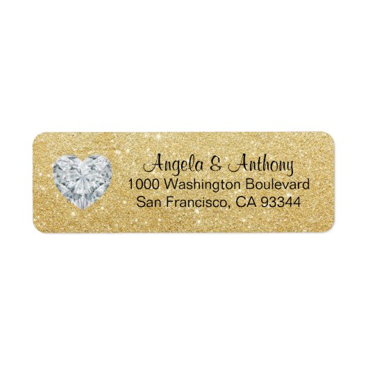 Classy Elegant Glitter GOUD Bruiloft Retouradres Etiket (Voorkant)