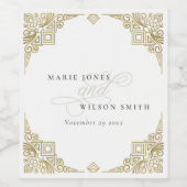 Classy Elegant Gold Art Deco  huwelijk Wijn Etiket (Enkel label)