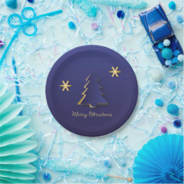 Classy Elegant Gold Blue-kerstboom Papieren Bordje