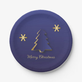 Classy Elegant Gold Blue-kerstboom Papieren Bordje
