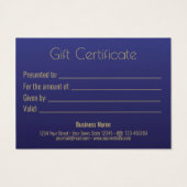 Classy Elegant Gold Blue-kerstkaart Visitekaartje (Achterkant)