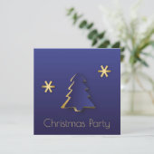 Classy Elegant Gold Blue Kerstmis - Uitnodiging (Staand voorkant)