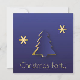 Classy Elegant Gold Blue Kerstmis - Uitnodiging
