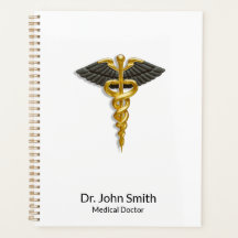 Classy Elegant Gold Caduceus Black Wings Medical