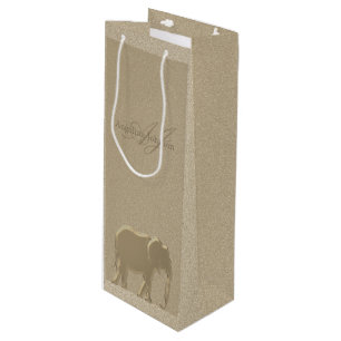 Classy Elegant Gold Elephant Monogram Wijn Cadeautas