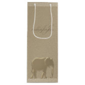Classy Elegant Gold Elephant Monogram Wijn Cadeautas (Voorkant)