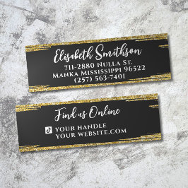 Classy & Elegant Gold Glitter Modern Luxury Custom Mini Visitekaartje