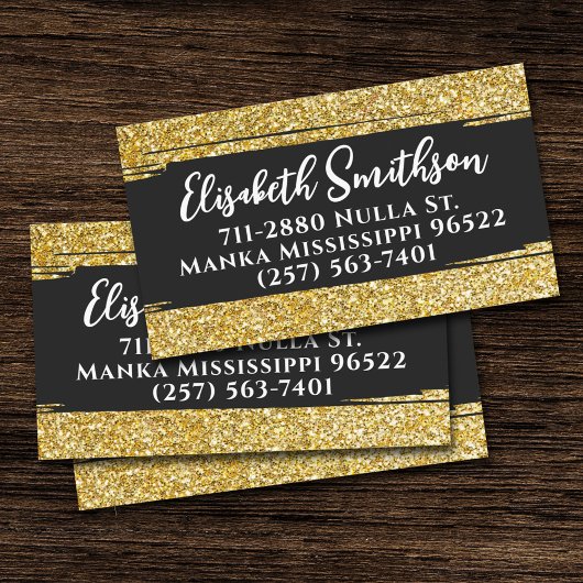 Classy & Elegant Gold Glitter Modern Luxury Custom Visitekaartje