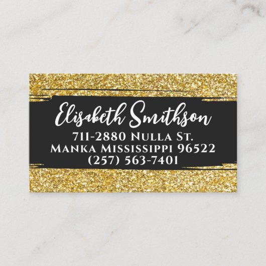 Classy & Elegant Gold Glitter Modern Luxury Custom Visitekaartje (Voorkant)